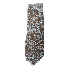 ORIGINAL PENGUIN Brown Blue Paisley Cotton Woven Slim Tie