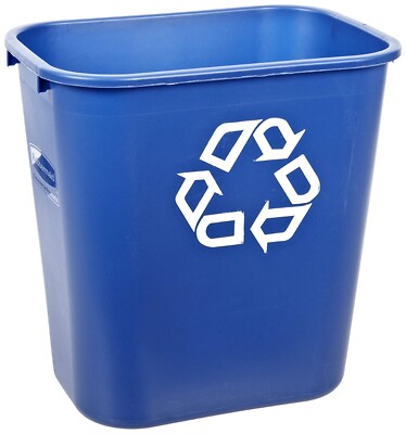 Rubbermaid Deskside 2.7 Gallon Recycling Containers Blue RCP295573BLUE  Qty 2