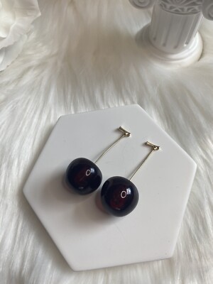 Dark Sweet Red Cherry Drop Earrings Fruit Drop Earrings Jewelry Gift New