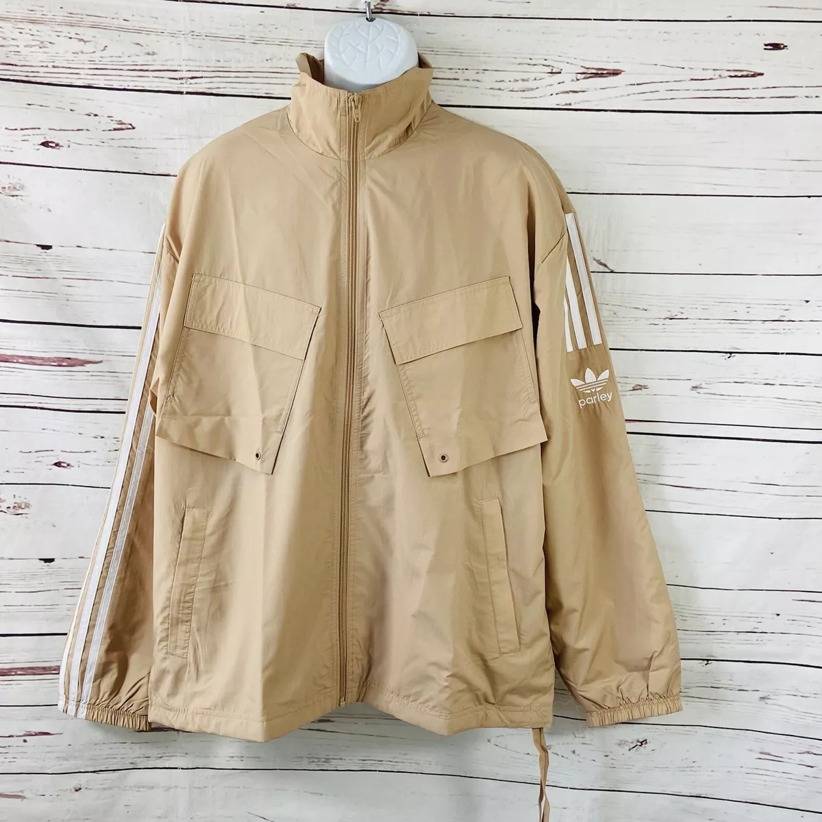 Adidas Parley 2PC Tracksuit Set Men s Large Beige HL9397 Long Sleeves Full Zip