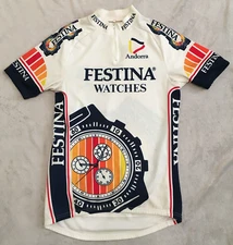 Festina Watches Andorra mens vintage White cycling jersey size 7 (XXL)