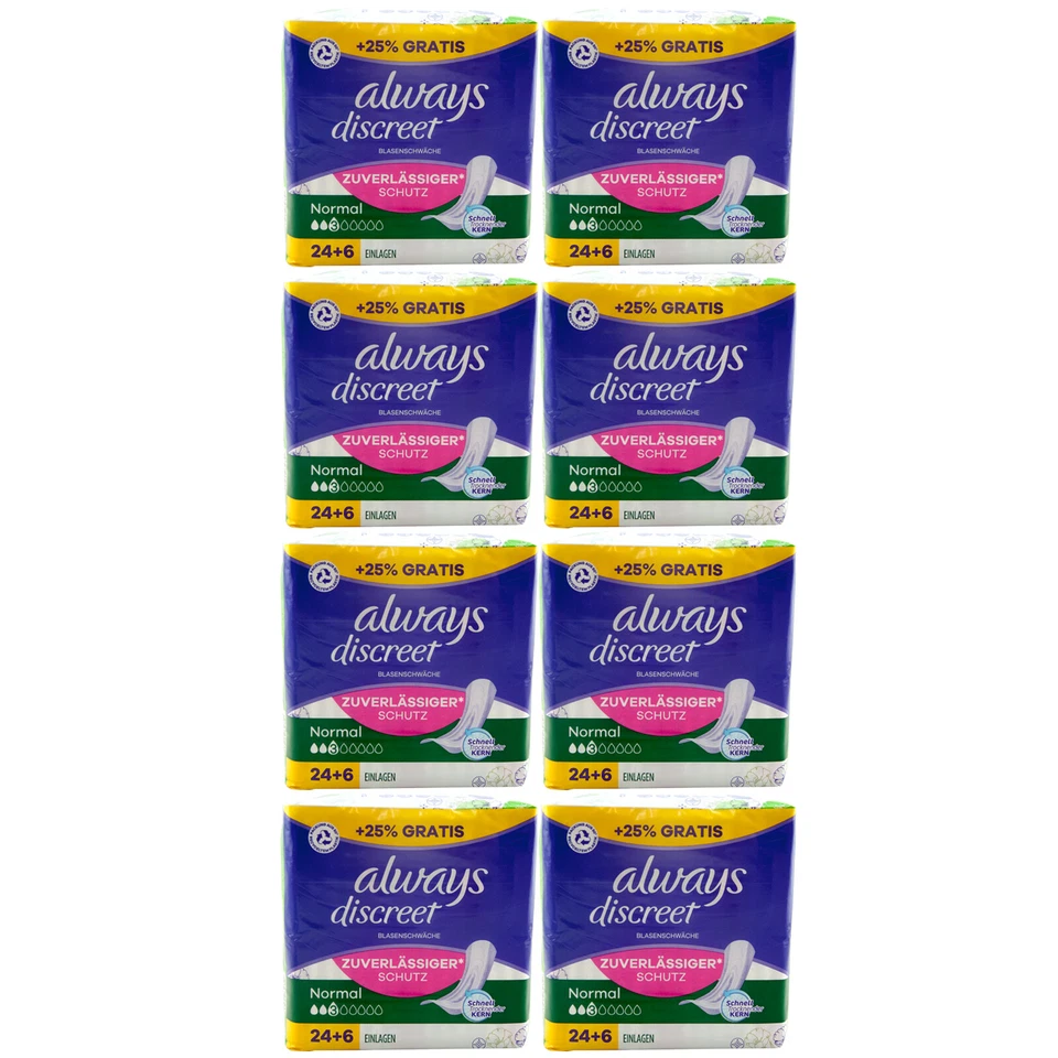 always discreet NORMAL 8x 30 Stück Blasenschwäche Schutz Inkontinenz zuverlässig