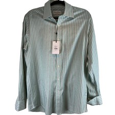 Robert Graham NWT Tailored Fit Mint Stripe Button Down Shirt Size 42/16.5