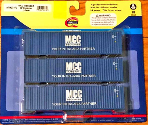 HO ATHEARN 27870 CONTENEDOR 40' PAQUETE DE 3 TRANSPORTE MCC | Zustand: New