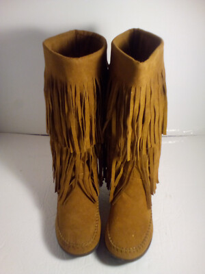 JR Rampage Moccasin Boot W/Fringe CHRISSALEE Size 6 1/2 Medium #M1012 NEW