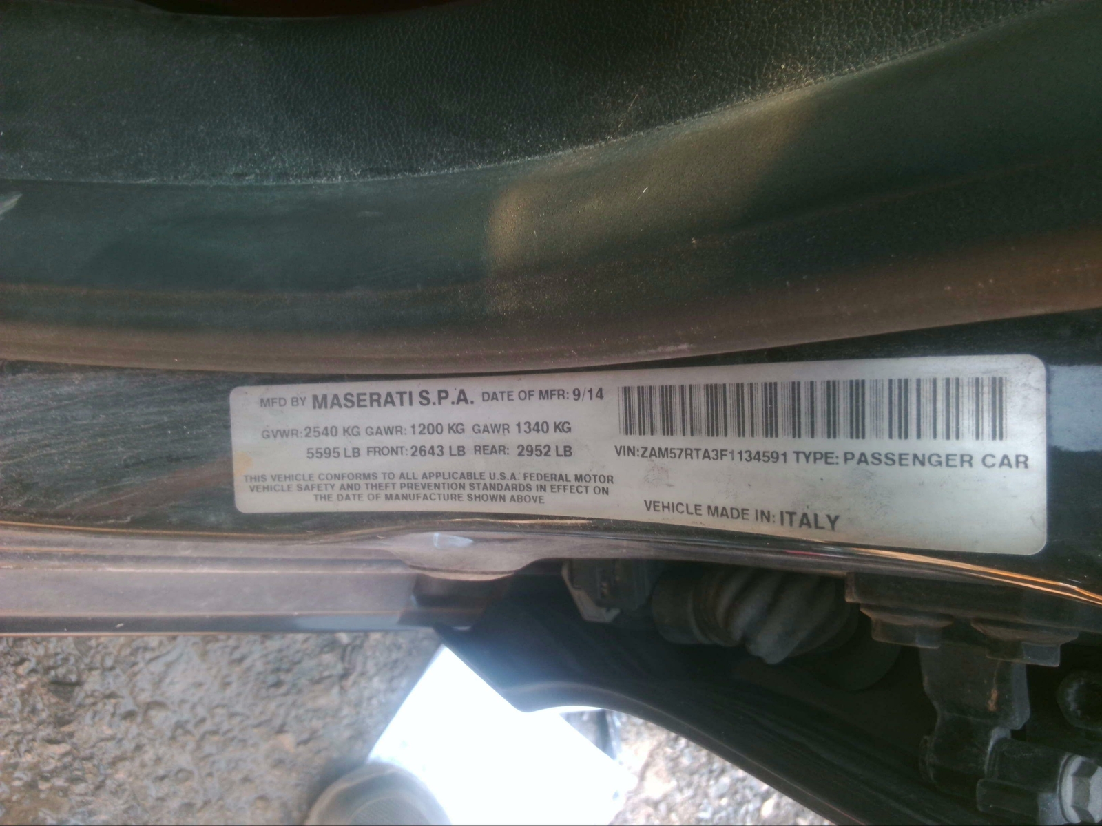 Rear Seat Belt MASERATI Left 15