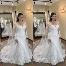Gorgeous Wedding Dresses Lace Long Sleeves Mermaid Sweep Train Bridal Gown