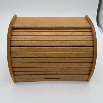 Pomerantz Wooden Roll Lid Bread Box Storage, Dia. 10''x W10''x L16 