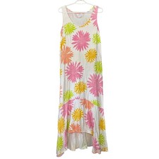 Fresh Produce Tank Dress L Flowers Simple Made USA Summer Beach Vacation