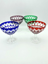Crystal Legends by Godinger Cut Crystal Parfait Bowls - Set of 4 Colored!