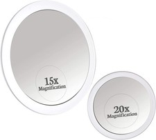 20X 15X Magnifying Mirror Set with 3 Suction Cups Each - Compact Travel R...