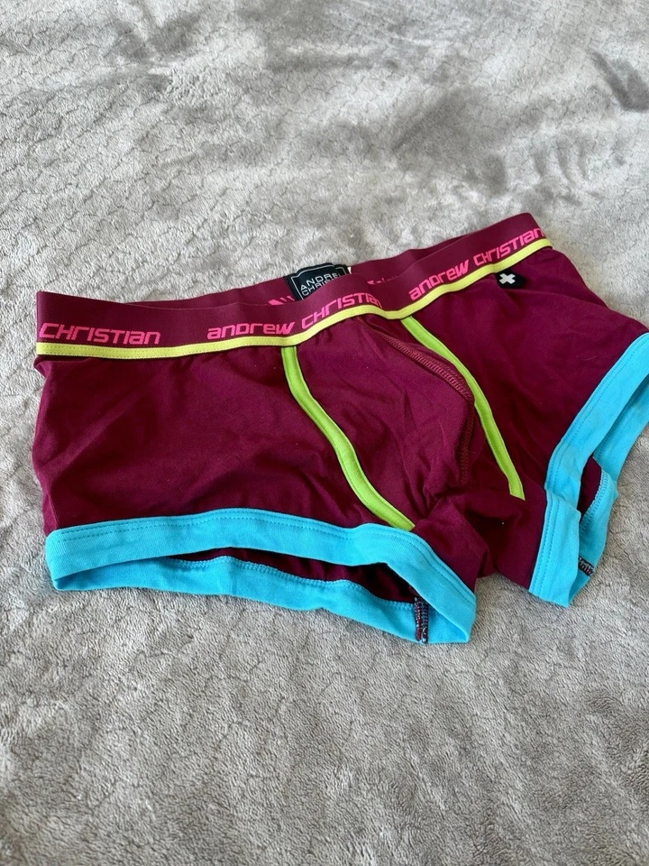 Calzoncillo boxer Andrew Christian con tecnología Show It, granate, mediano, nuevo sin etiquetas Foto 2 de 4