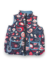 Hatley Puffer Reversible Vest Navy Blue Bird Girls Size 5