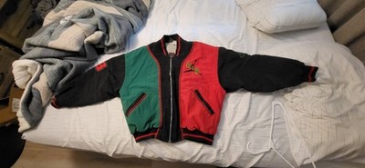 Nike Jordan Colorblock Bomber Jacket Black Red Green Men's M Embroidered Logo