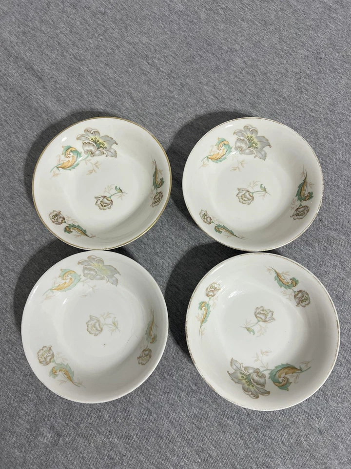 Винтажный Thomas Германии фарфора ягоды десерт чаши комплект 4 цветочный 7118 золотой ободок - Изображение 2 из 4