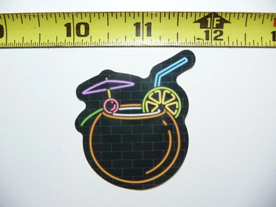 NICE COCONUT TROPICAL DRINK SMALL STICKER DECAL NEON STYLE BRIGHT VINYL