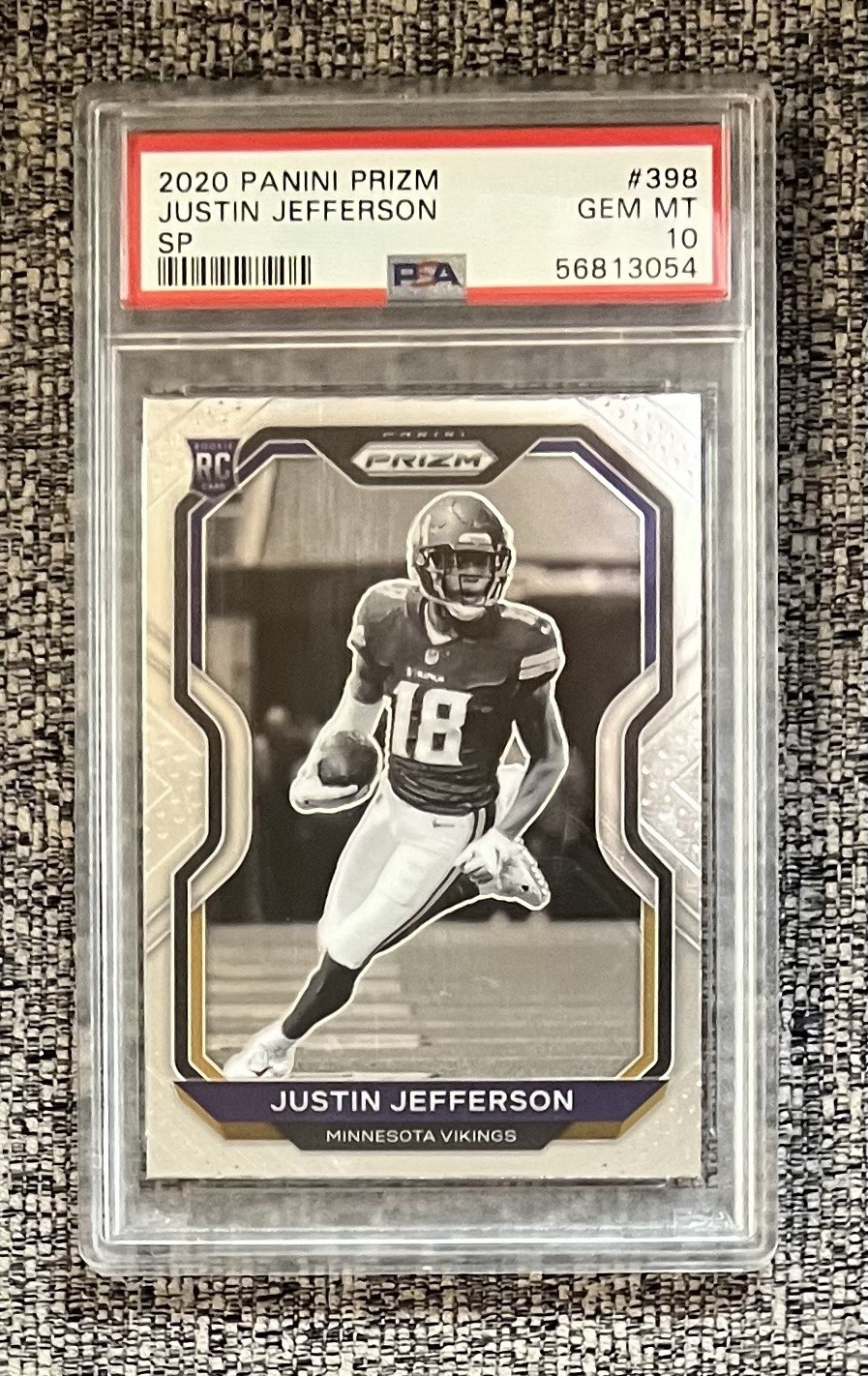 2020 Panini Prizm Justin Jefferson #398 Negative Rookie Variation SP (RC) PSA 10 view 1