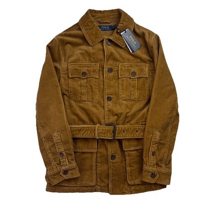 Polo Ralph Lauren Cord-Feldjacke mit Gürtel hellbraun S Sport Norfolk neu mit Etikett khaki