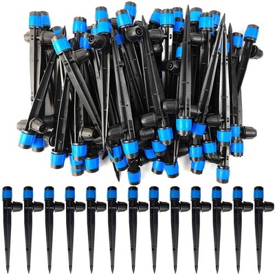 Drip Irrigation Emitters W/Stake 360°Adjustable Fan Sprayer For 1/4'' Tubing 52PC