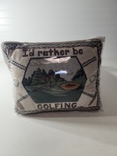 Needlepoint Style Tapestry Pillow-I'd Rather be Golfing-9"x12" Accent Pillow