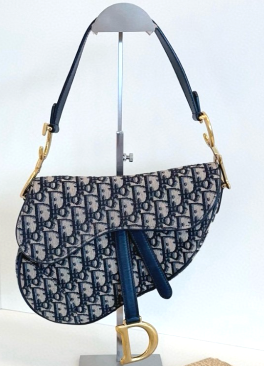 Dior Navy Monogram Saddle Shoulder Bag for Women