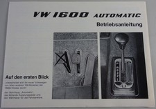 Zusatz-Betriebsanleitung Volkswagen 1600 Typ 3 Automatik Stand 09/1967