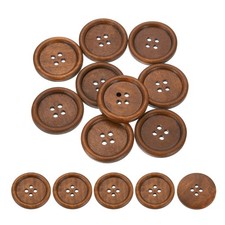 50Pcs Wooden Buttons 35mm 4 Hole Round Wood Sewing Button Brown