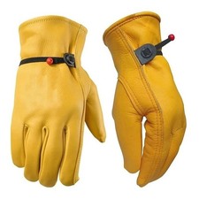 One Pair Wells Lamont Men's Leather Work Gloves Cowhide Leather, NEW