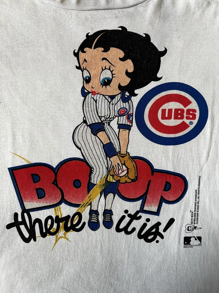 Vintage 90s 1994 Betty Boop Chicago Cubs Shirt Reprint AN62568 - Image 2 of 3