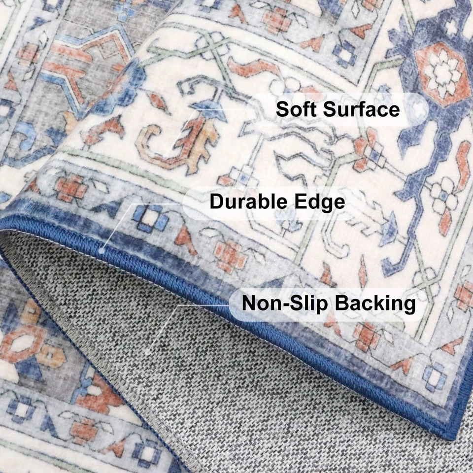 Alfombra Antideslizante Alfombra de Suelo Alfombra Decorativa, Moderna Azul Floral 32 x 48 Foto 4 de 4