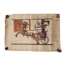 Egyptian Art Papyrus Hand Painted King Ramses II, Signed 25" x 37"