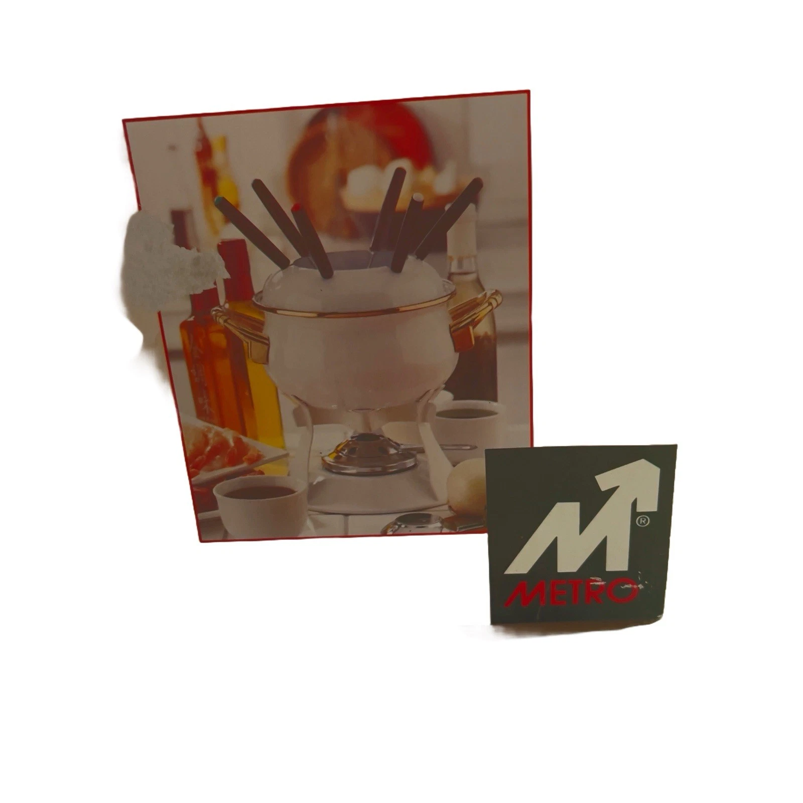 Metro Stainless Steel Fondue Set White Enamel Gold MCM Complete New Open Box
Opens in a new window o