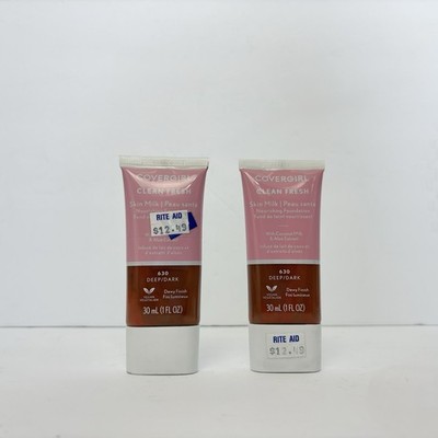 Lot of 2 COVERGIRL Clean Fresh Skin Milk Foundation 630 Deep/Dark - Niacinamide