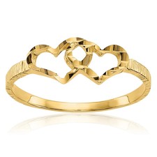14K Solid Yellow Gold Heart Ring