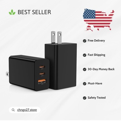 Double Your Charging Power: 2-Pack 65W USB-C Wall Charger Block for All Devices