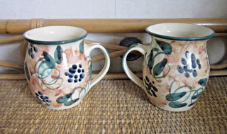 Two vintage Crail Pottery mugs Scottish studio pottery