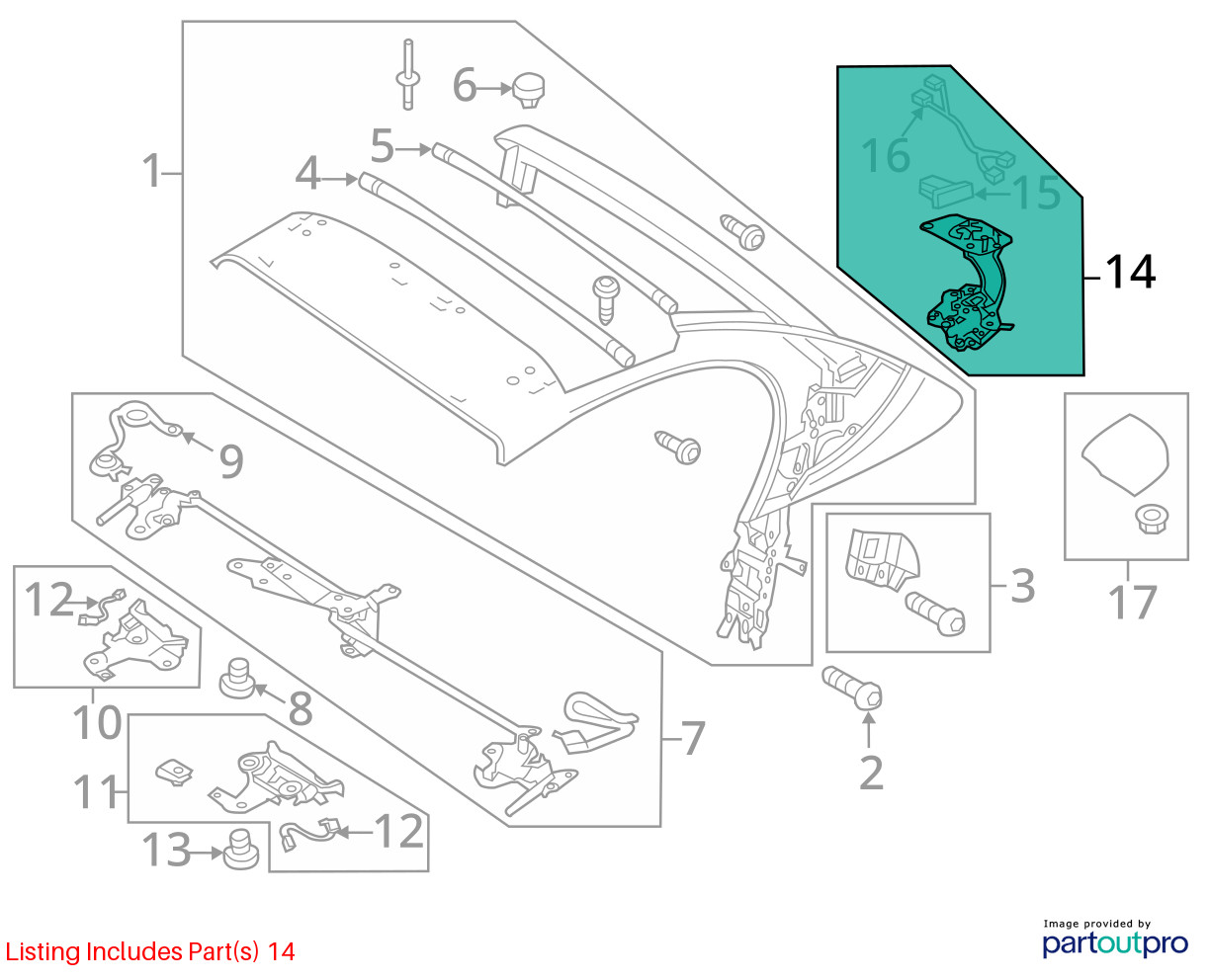 2011-2015 Audi R8 v10 Oem Convertible Roof hydraulic lift solenoid motor module