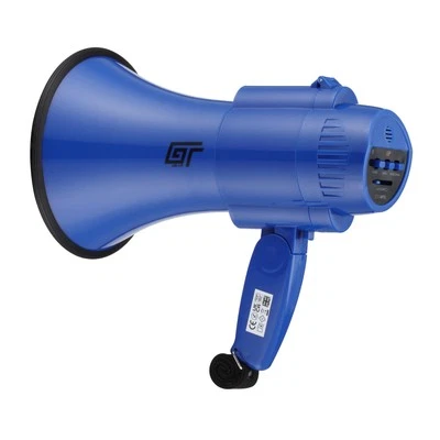 BASSFACE GT Handheld Megaphone GT Gear GTG-MP15B 30W Battery Powered PA Loudhailer (Blue)