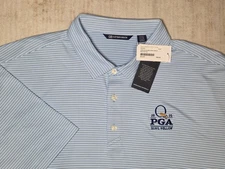 2025 PGA Quail Hollow Shirt Mens XXXL Blue Stripe Golf Cutter & Buck Polo