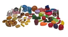 Big Lot of Plastic Pretend Play: Mixed Food Pieces, Dishes, Etc
