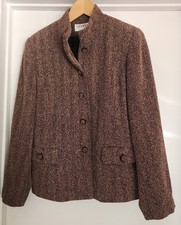 Gianni Women's Blazer Size 6 Brown Herringbone Wool Viscose Blend Made USA