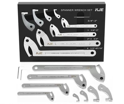 10PCS Adjustable Pin Spanner Nut Wrench Tool Set, C-Shape Pin Hook Wrench Tools