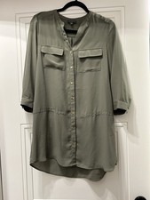 The Limited Shirt Dress Medium Womens Button Up Olive Green thin 100% polyester