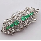 MARCUS & CO Art Deco Platinum Gold Brooch Clips Pendant Diamonds Emeralds (7708) — photo 6