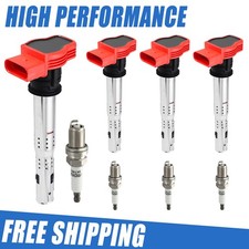 4x Ignition Coils Pack And Spark Plug For Audi Tt A4 Vw Golf Jetta Gti 2.02.0t