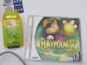 Clear Yellow Sega Dreamcast V1 Console Controller VMU Rayman 2 + Rumble Pak etc.
