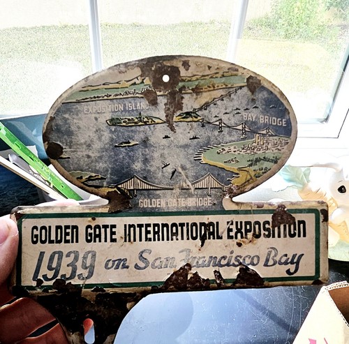 Price Drop!! Antique Golden Gate Exposition 1939 On San Francisco Bay Metal Sign