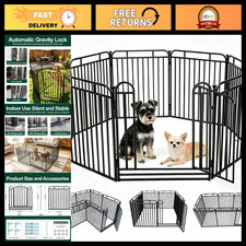 Heavy-Duty Metal Dog Playpen - 24" H, 8 Panels, Indoor/Outdoor Pet Fence