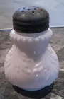 Vintage White Milk Glass Shaker with Metal Lid A-3