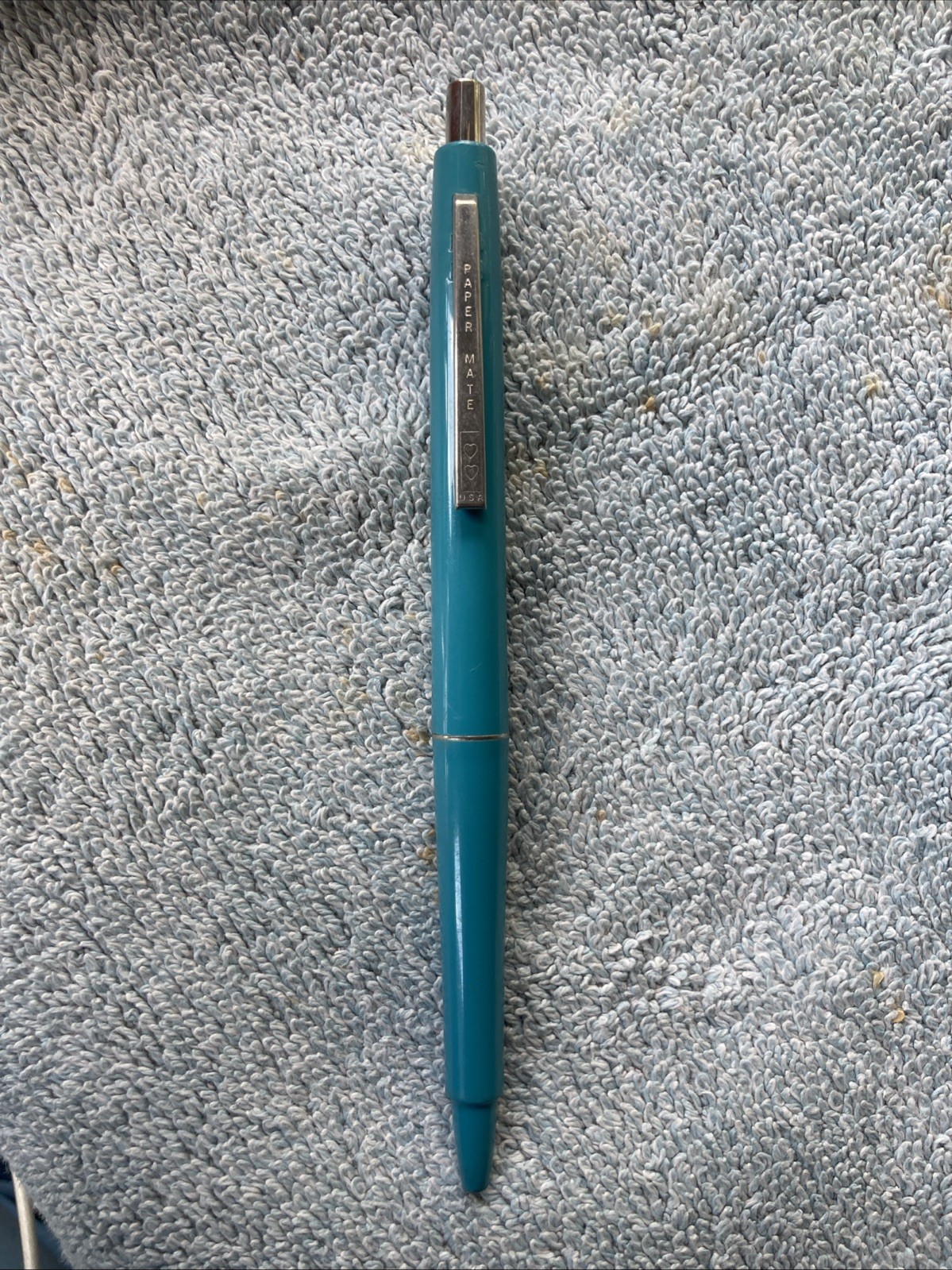 VINTAGE 1960'S PAPERMATE DOUBLE HEART TURQUOISE BLUE PEN Rare!